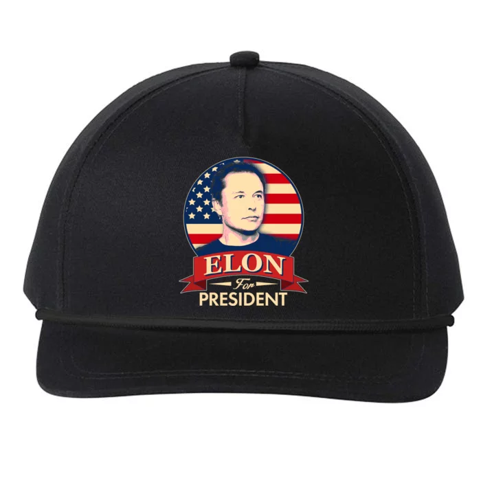 Vote Elon For President Emblem Snapback Five-Panel Rope Hat