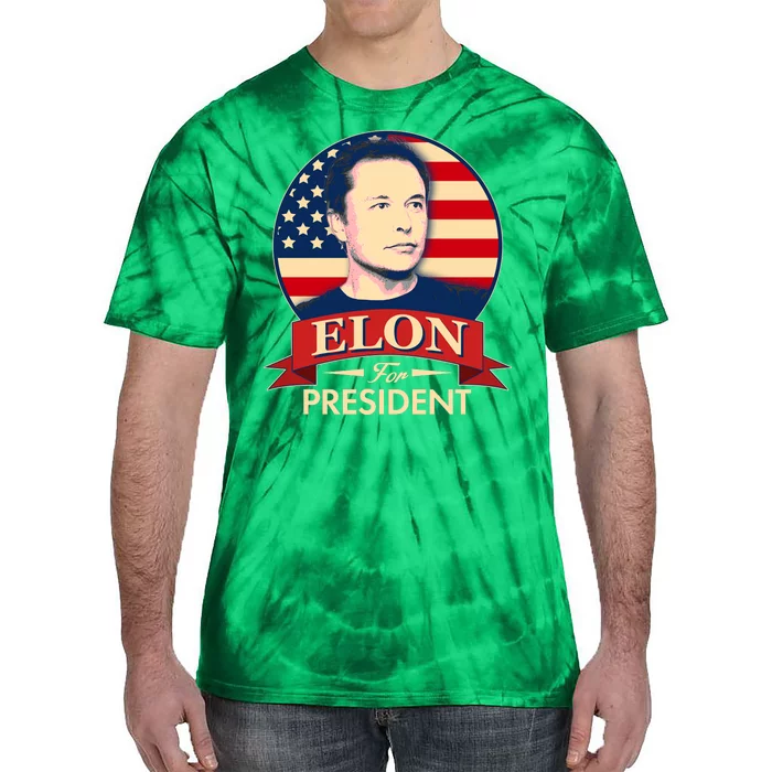 Vote Elon For President Emblem Tie-Dye T-Shirt