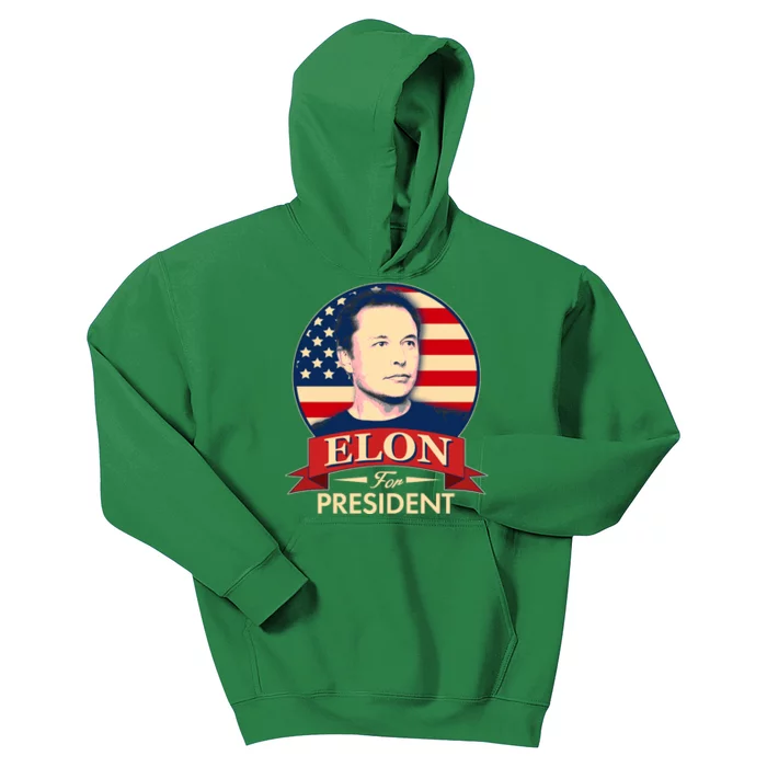 Vote Elon For President Emblem Kids Hoodie