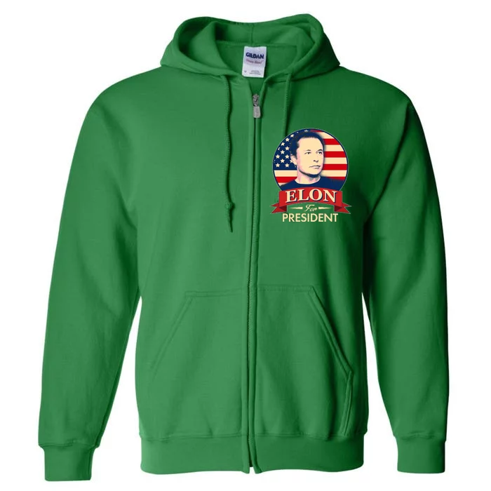 Vote Elon For President Emblem Full Zip Hoodie