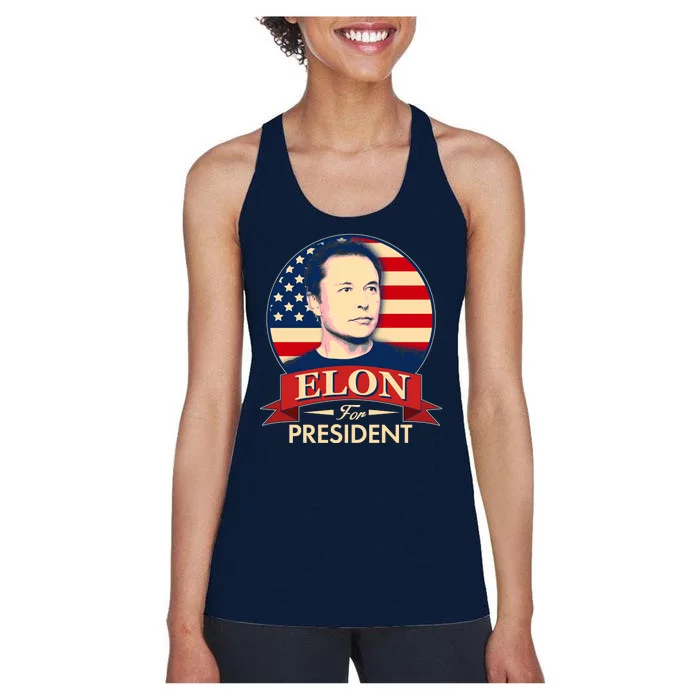 Vote Elon For President Emblem Women's Racerback Tank