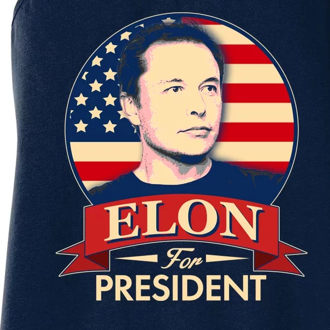 Vote Elon For President Emblem Women's Racerback Tank