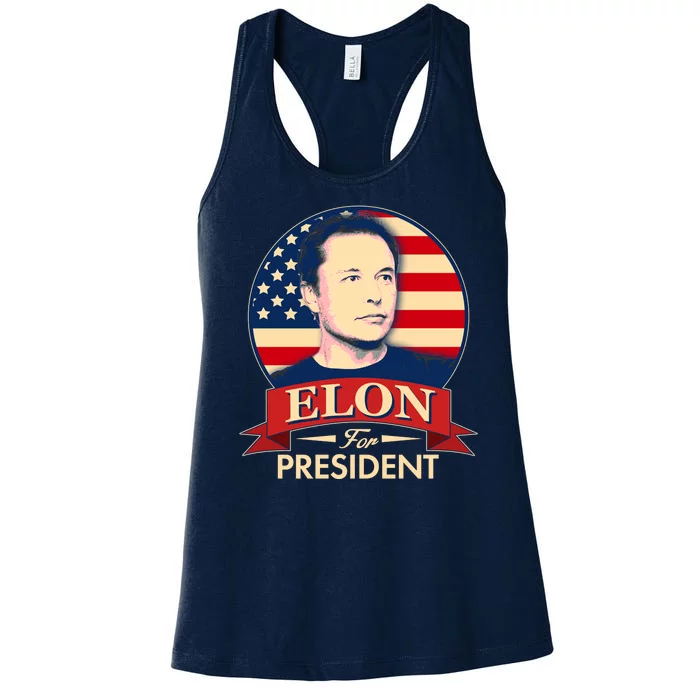 Vote Elon For President Emblem Women's Racerback Tank