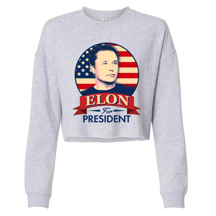 Vote Elon For President Emblem Cropped Pullover Crew