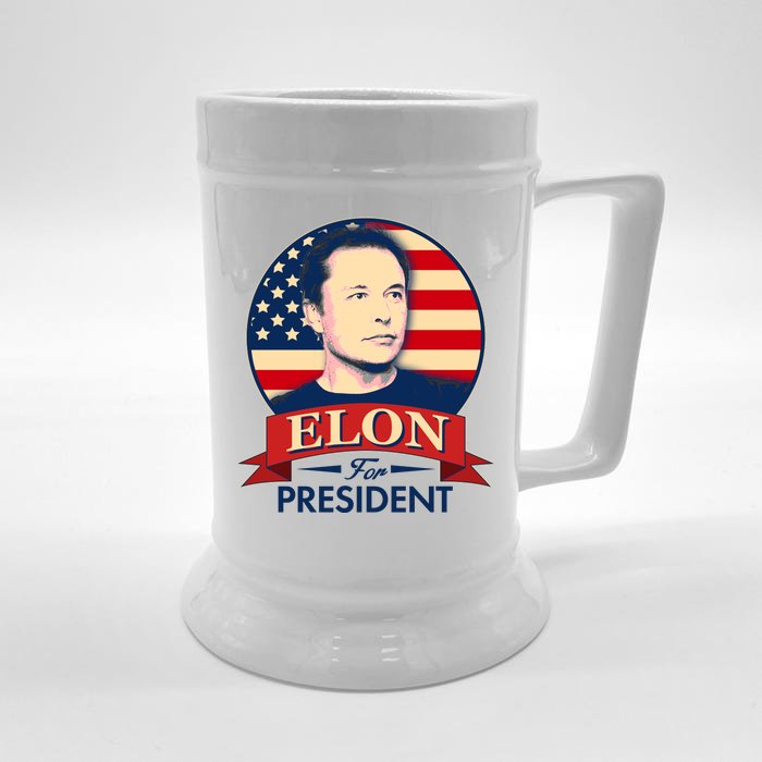 Vote Elon For President Emblem Front & Back Beer Stein