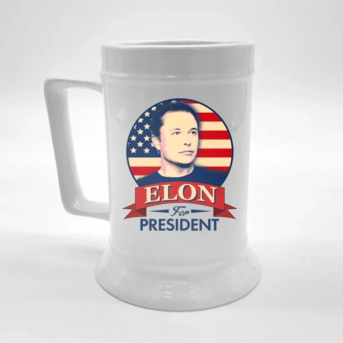 Vote Elon For President Emblem Front & Back Beer Stein