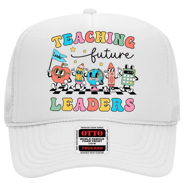 Vintage Educating Future Leaders Cool Teacher High Crown Mesh Trucker Hat