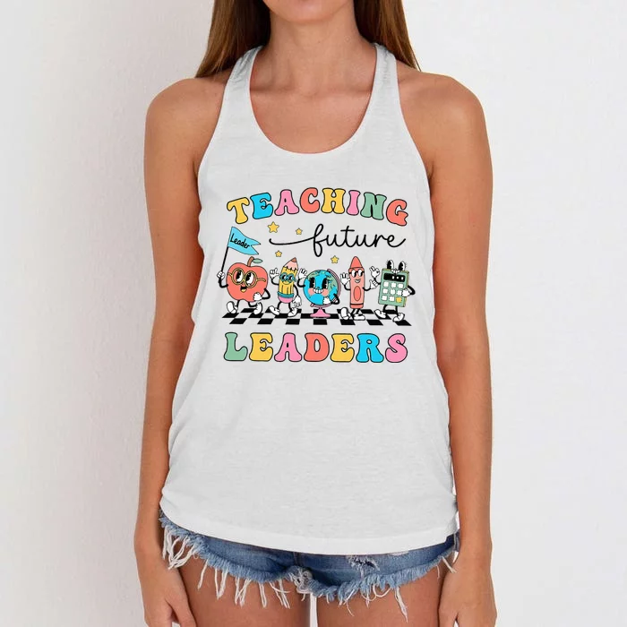 Vintage Educating Future Leaders Cool Teacher Women's Knotted Racerback Tank