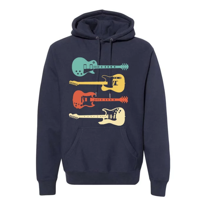 Vintage Electric Guitars Distressed Men Women Kids Premium Hoodie