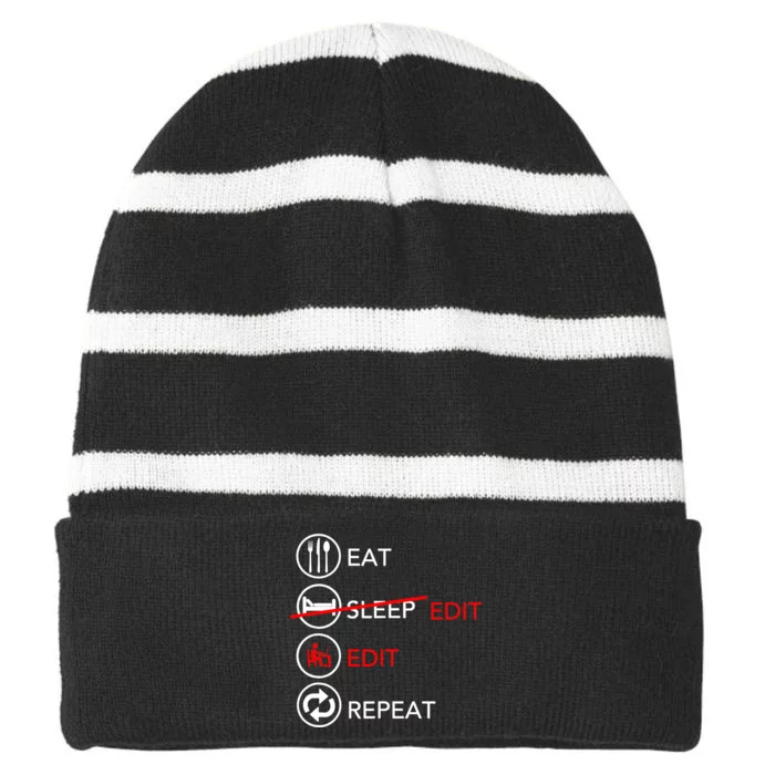 Video Editing Gift Film Making Gift For Video Editor Gift Striped Beanie with Solid Band