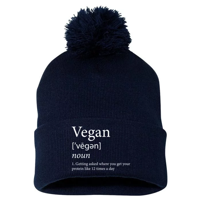 Vegan Protein Definition Pom Pom 12in Knit Beanie