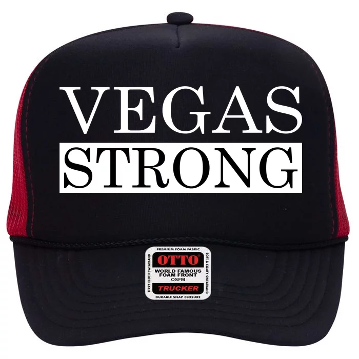 Vegas Strong Classy News Text High Crown Mesh Trucker Hat