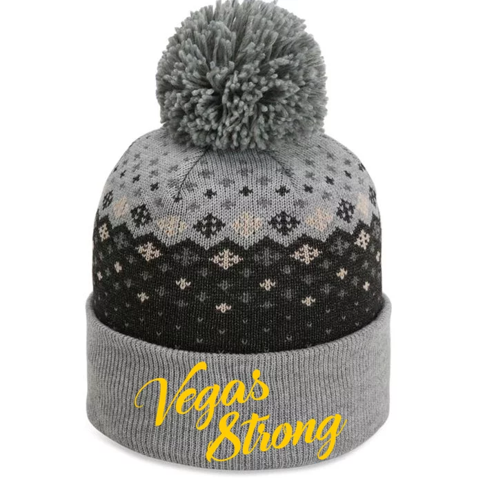 Vegas Strong Gold Script The Baniff Cuffed Pom Beanie