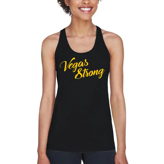 Vegas Strong Gold Script Women's Racerback Tank