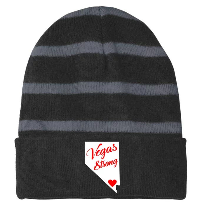 Vegas Strong Nevada Heart Script Striped Beanie with Solid Band