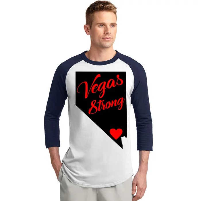 Vegas Strong Nevada Heart Script Baseball Sleeve Shirt