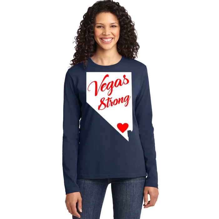 Vegas Strong Nevada Heart Script Ladies Long Sleeve Shirt