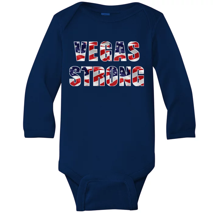 Vegas Strong USA Flag Baby Long Sleeve Bodysuit