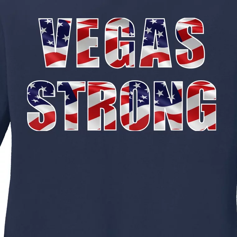 Vegas Strong USA Flag Ladies Long Sleeve Shirt