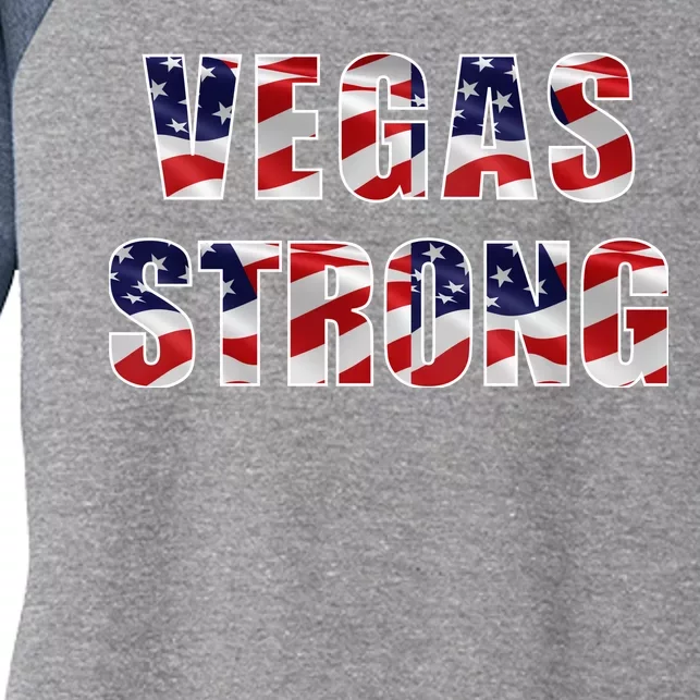 Vegas Strong USA Flag Women's Tri-Blend 3/4-Sleeve Raglan Shirt