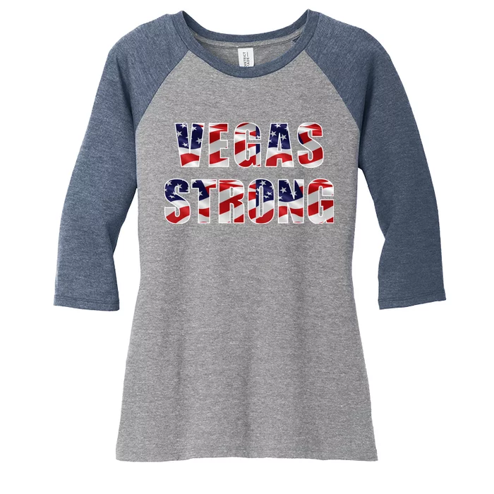 Vegas Strong USA Flag Women's Tri-Blend 3/4-Sleeve Raglan Shirt