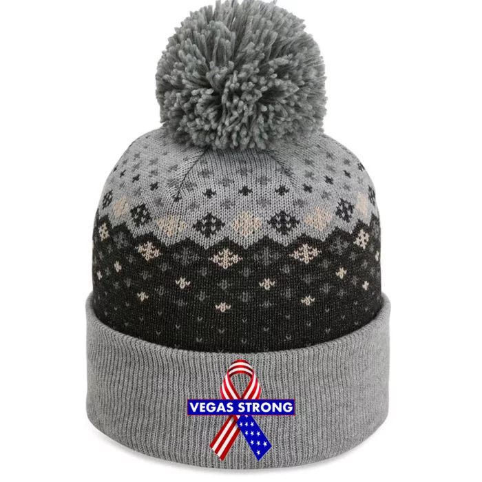 Vegas Strong USA Flag Ribbon The Baniff Cuffed Pom Beanie