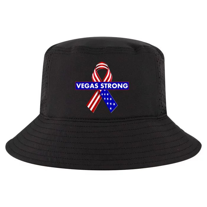 Vegas Strong USA Flag Ribbon Cool Comfort Performance Bucket Hat