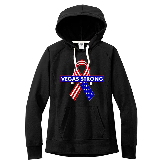 Vegas Strong USA Flag Ribbon Women's Fleece Hoodie