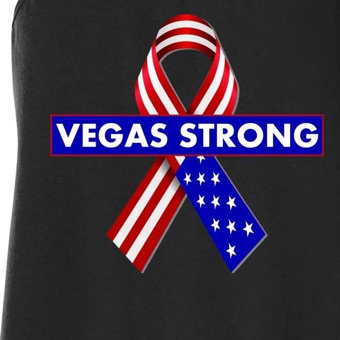 Vegas Strong USA Flag Ribbon Women's Racerback Tank