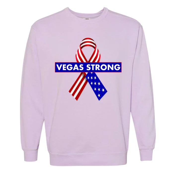 Vegas Strong USA Flag Ribbon Garment-Dyed Sweatshirt