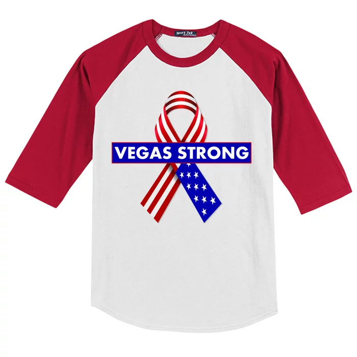 Vegas Strong USA Flag Ribbon Kids Colorblock Raglan Jersey