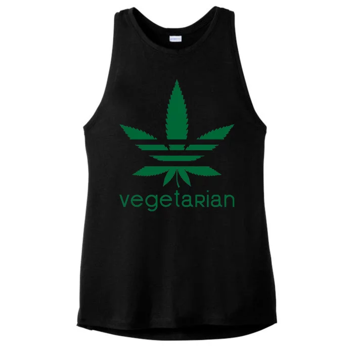 Vegetarian Funny Weed Ladies Tri-Blend Wicking Tank