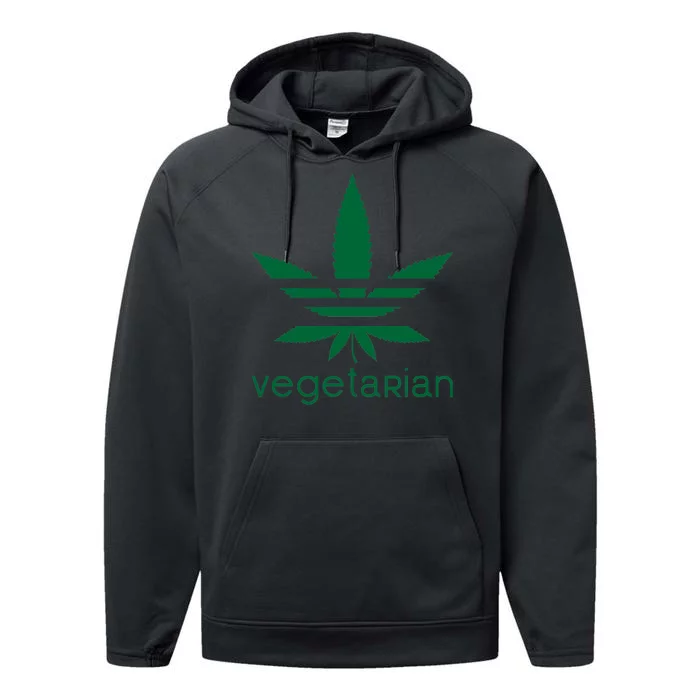 Vegetarian Funny Weed Performance Fleece Hoodie