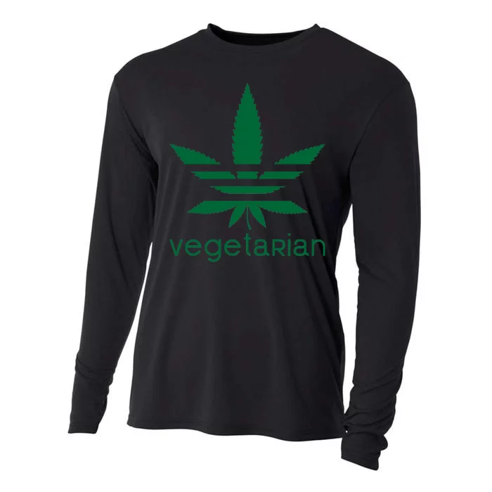 Vegetarian Funny Weed Cooling Performance Long Sleeve Crew