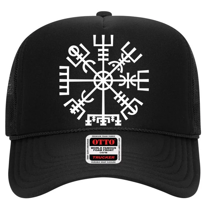 Vegvisir The Magic Navigation Compass of Vikings High Crown Mesh Trucker Hat