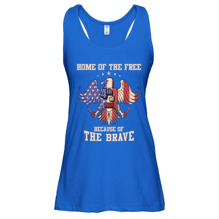 Vintage Eagle Home Of The Free Because Of The Brave 4th July Meaningful Gift Ladies Essential Flowy Tank