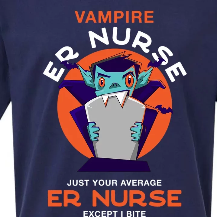 Vampire Er Nurse Halloween Emergency Nurse Scary Gift Sueded Cloud Jersey T-Shirt