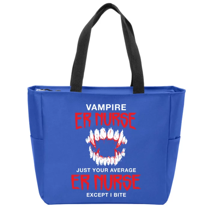 Vampire Er Nurse Halloween Emergency Nurse Scary Gift Zip Tote Bag