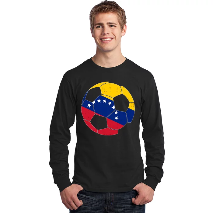 Venezuela Soccer Ball Flag Vintage Long Sleeve Shirt