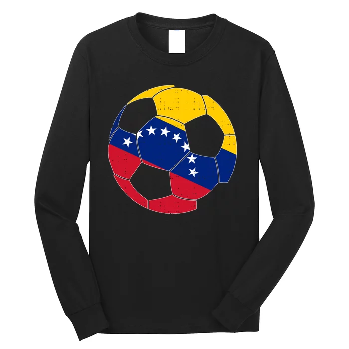 Venezuela Soccer Ball Flag Vintage Long Sleeve Shirt