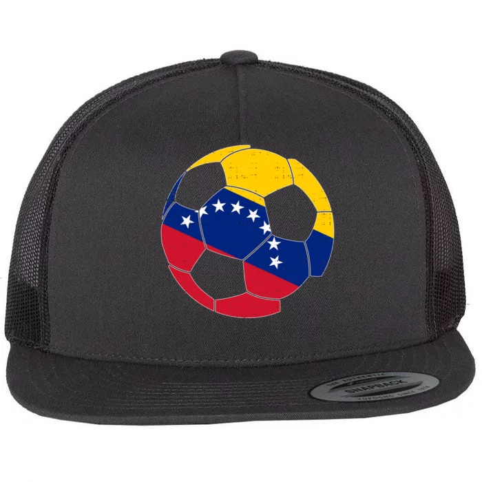 Venezuela Soccer Ball Flag Vintage Flat Bill Trucker Hat