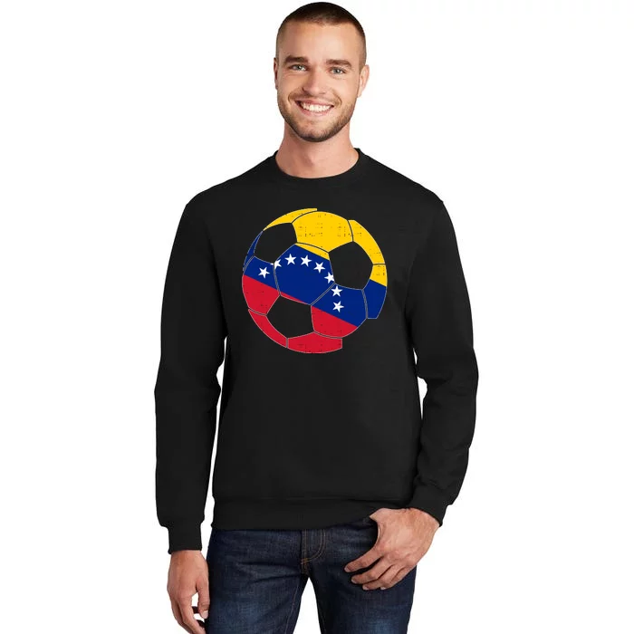 Venezuela Soccer Ball Flag Vintage Tall Sweatshirt