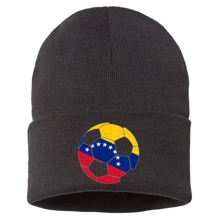 Venezuela Soccer Ball Flag Vintage Sustainable Knit Beanie