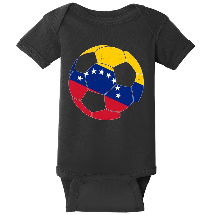 Venezuela Soccer Ball Flag Vintage Baby Bodysuit