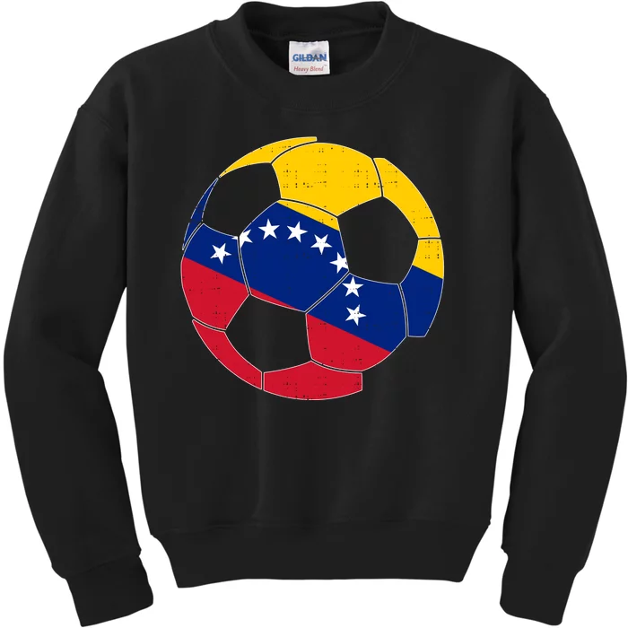 Venezuela Soccer Ball Flag Vintage Kids Sweatshirt