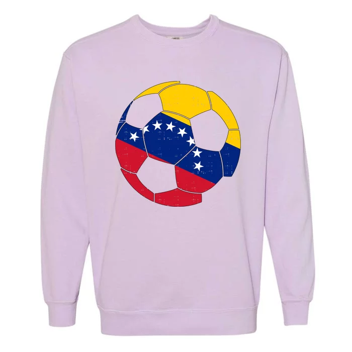 Venezuela Soccer Ball Flag Vintage Garment-Dyed Sweatshirt