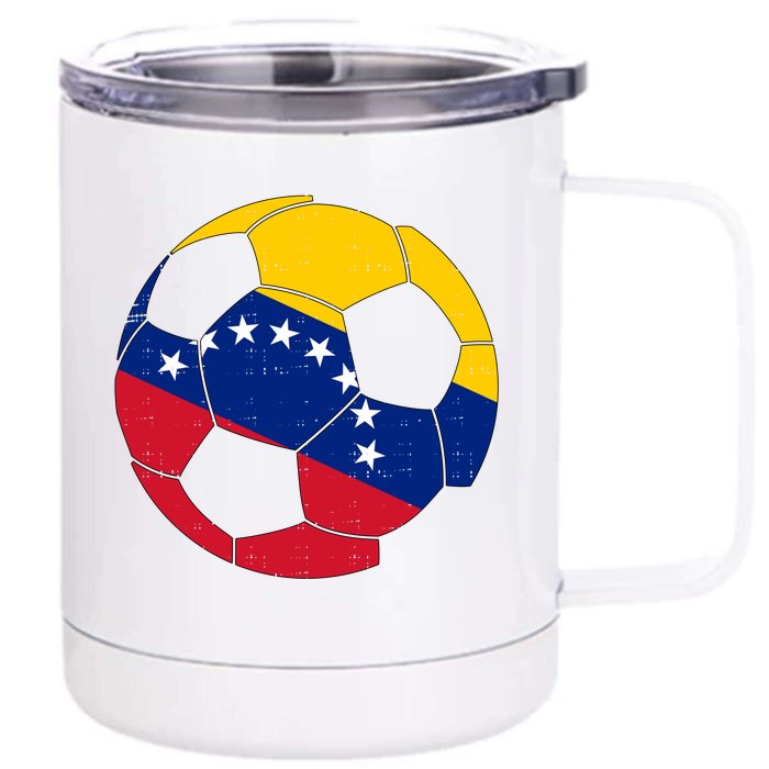 Venezuela Soccer Ball Flag Vintage Front & Back 12oz Stainless Steel Tumbler Cup