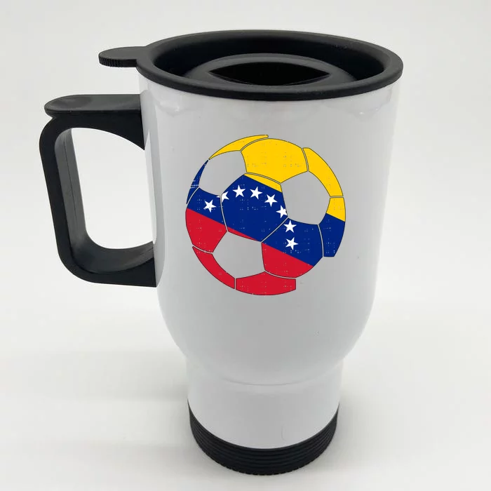 Venezuela Soccer Ball Flag Vintage Front & Back Stainless Steel Travel Mug