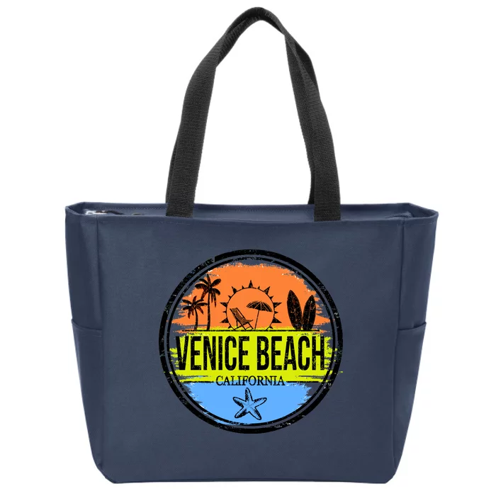 Venice Beach Retro Circle Zip Tote Bag