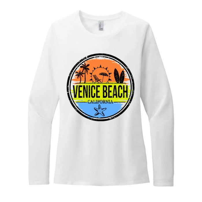 Venice Beach Retro Circle Womens CVC Long Sleeve Shirt